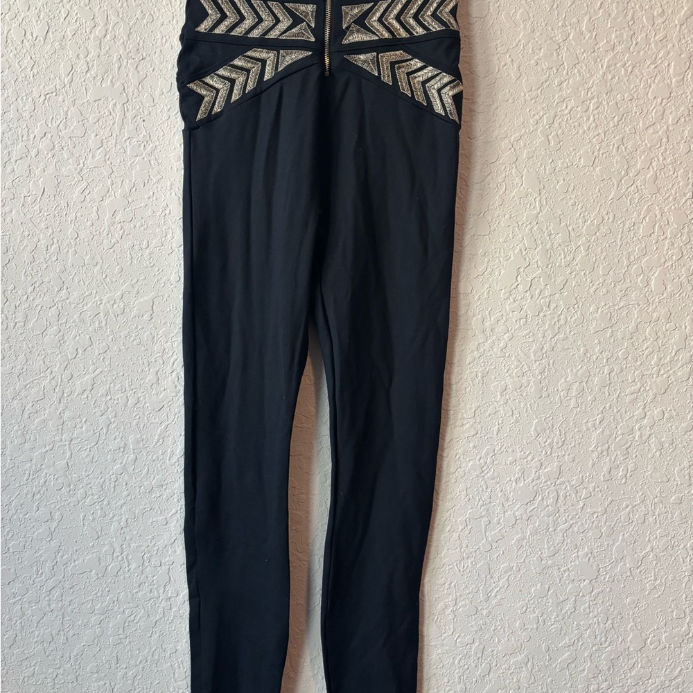 Bebe Black pant with Gold Chevron Accents